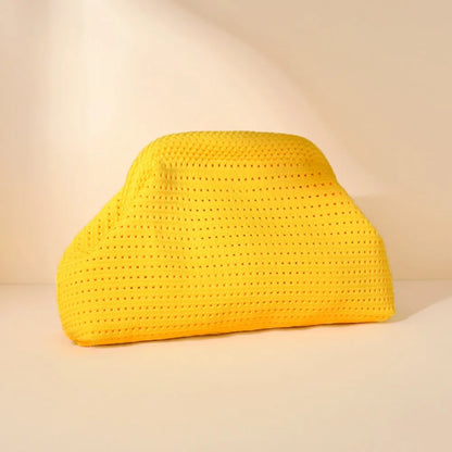 New Beach Bag Knitted Bag Hollow-Out Cloud Clutch Large-Capacity Versatile Color-Blocking Evening Bag Storage Pouch