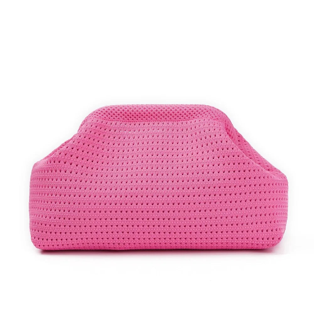New Beach Bag Knitted Bag Hollow-Out Cloud Clutch Large-Capacity Versatile Color-Blocking Evening Bag Storage Pouch