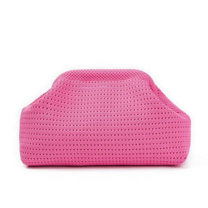 New Beach Bag Knitted Bag Hollow-Out Cloud Clutch Large-Capacity Versatile Color-Blocking Evening Bag Storage Pouch