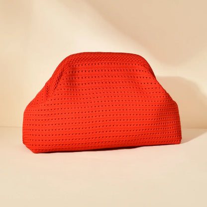 New Beach Bag Knitted Bag Hollow-Out Cloud Clutch Large-Capacity Versatile Color-Blocking Evening Bag Storage Pouch