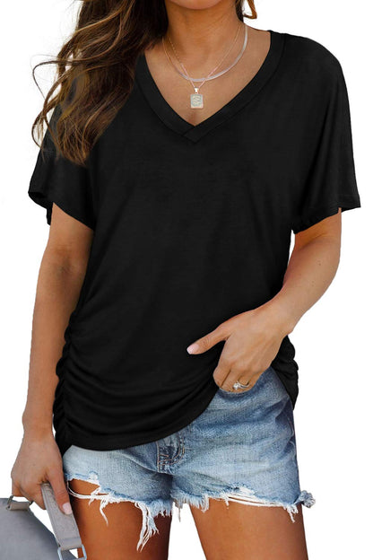 Ruched V-Neck Dolman Top