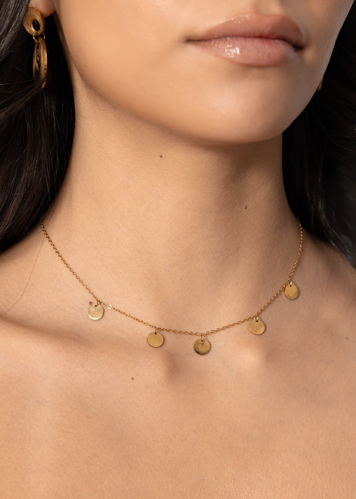 Round Disc Necklace - Gold