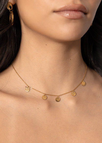 Round Disc Necklace - Gold