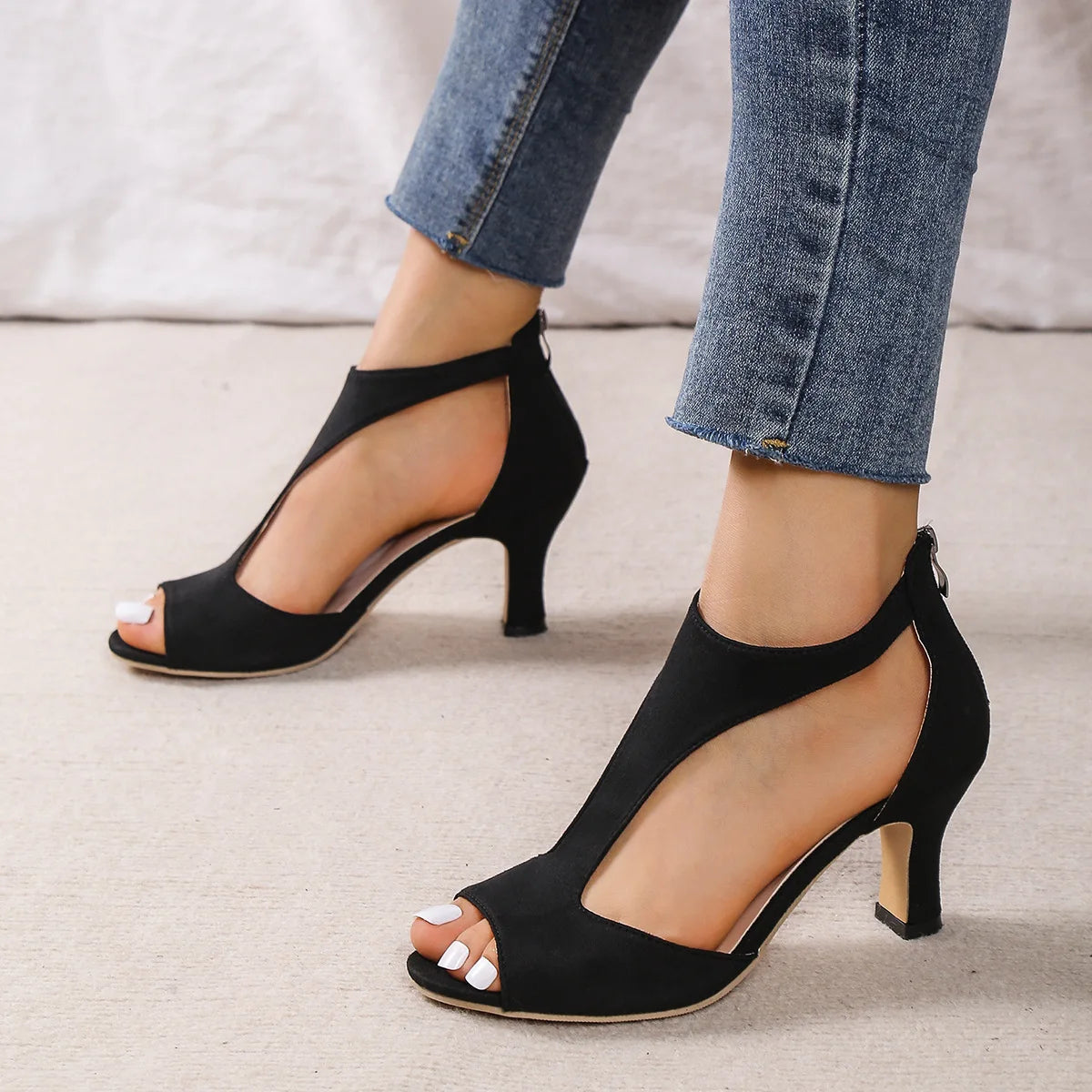 Seraphina Fish Mouth Heeled Sandals
