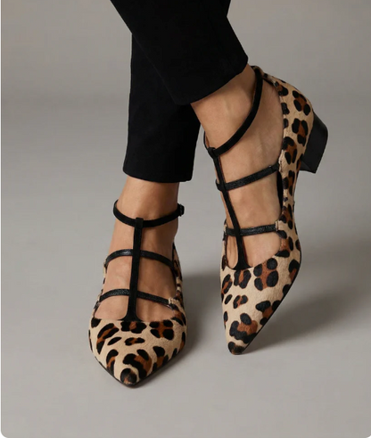 Bridget | Leopard Print Heeled Shoes with Ankle Strap