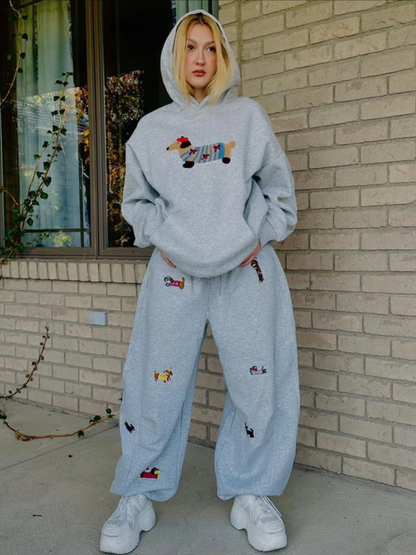 Amalfi Puppy-Embroidered Barrel Sweatpants