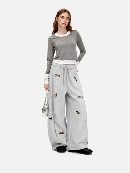 Amalfi Puppy-Embroidered Barrel Sweatpants