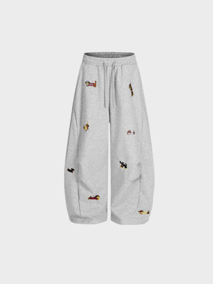 Amalfi Puppy-Embroidered Barrel Sweatpants
