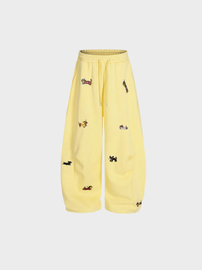 Amalfi Puppy-Embroidered Barrel Sweatpants
