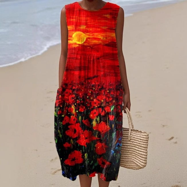 Florence Printed Pocket Midi Dress