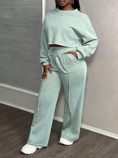 Relaxed Drawstring Lounge Set – Hoodie & Jogger Two-Piece