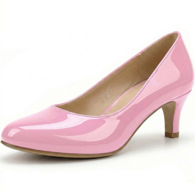 Rosalind Kitten Heel Court Shoes in Pink Patent