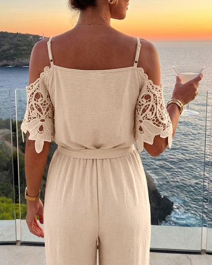 Guinevere Gold Chain Lace Jumpsuit