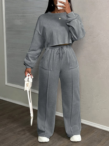 Relaxed Drawstring Lounge Set – Hoodie & Jogger Two-Piece