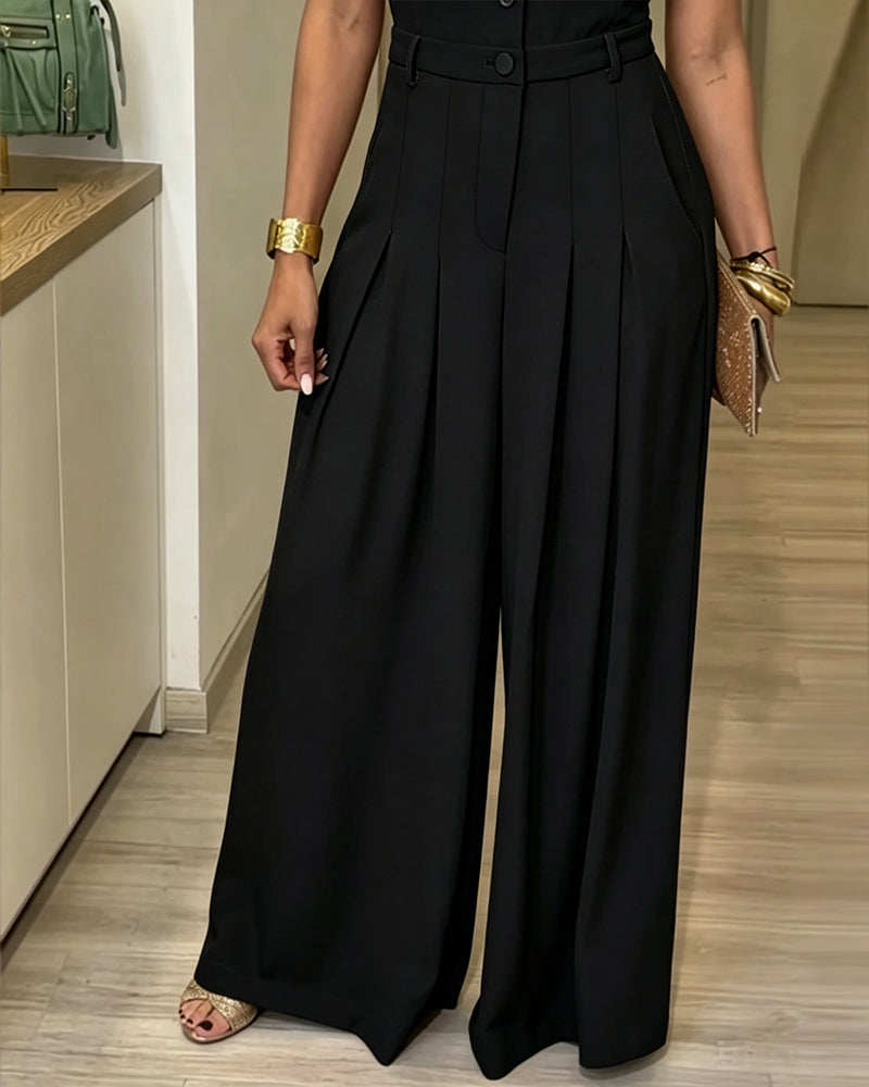 Cordelia Wide-Leg Suit Jumpsuit