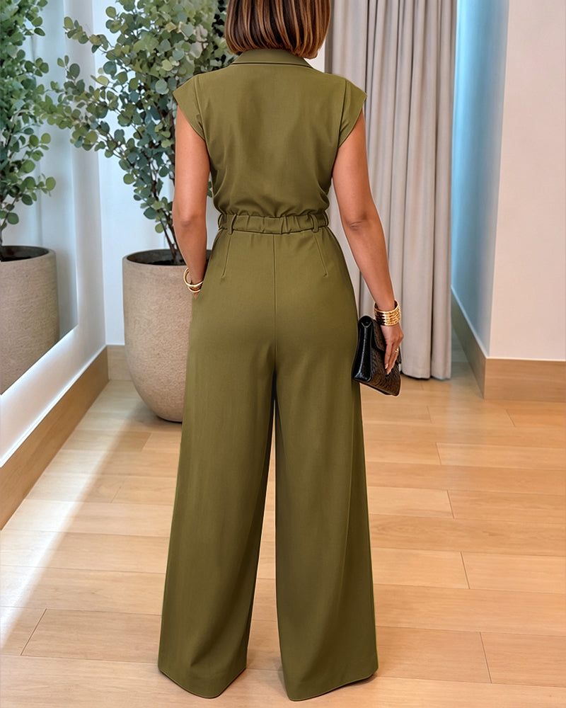 Cordelia Wide-Leg Suit Jumpsuit