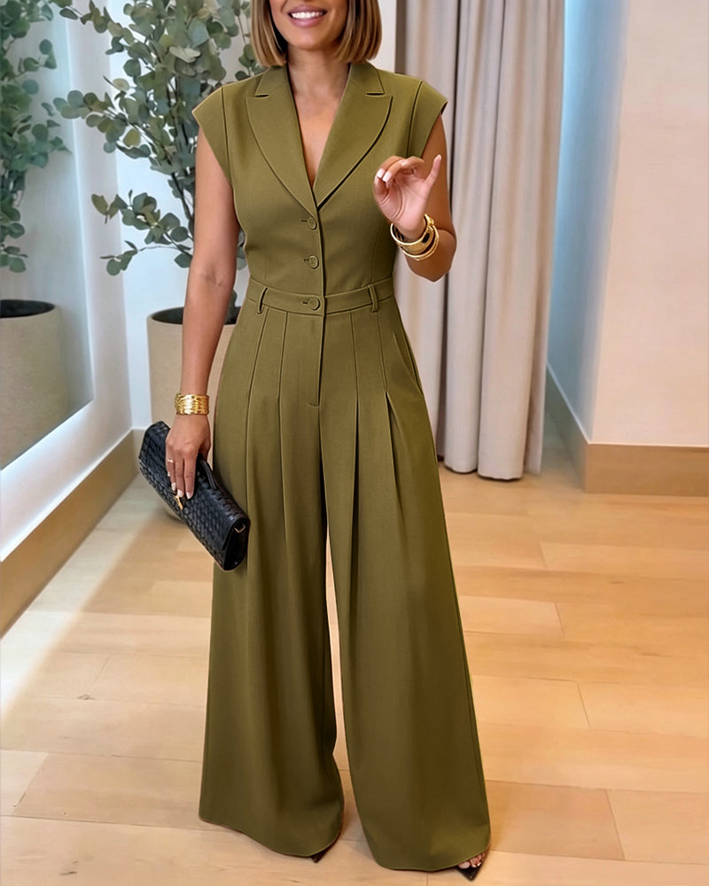 Cordelia Wide-Leg Suit Jumpsuit