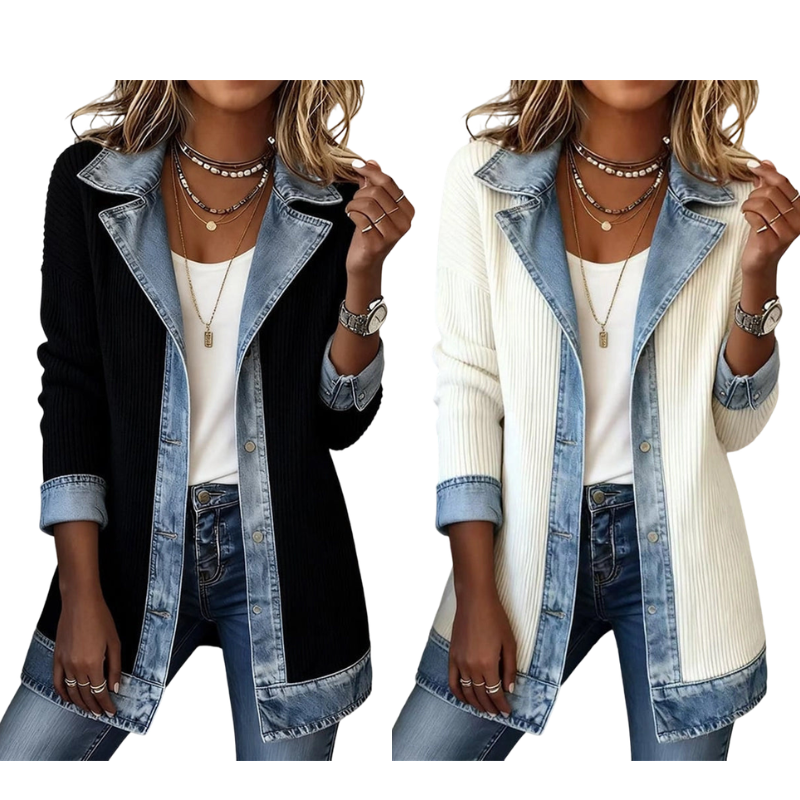 Bridget Ribbed Knit Denim Jacket