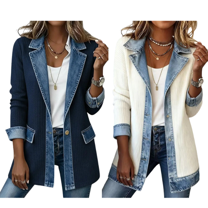 Bridget Ribbed Knit Denim Jacket