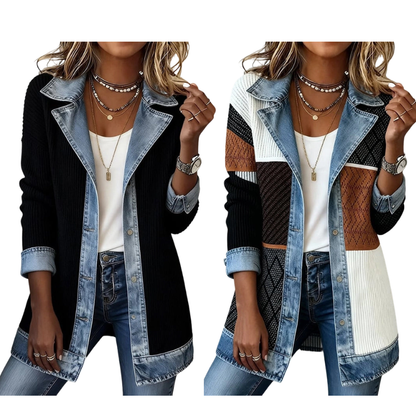 Bridget Ribbed Knit Denim Jacket