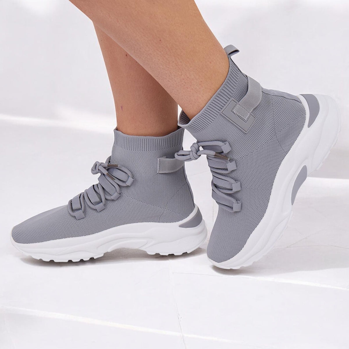 Imogen Knit Sock Trainers in Grey