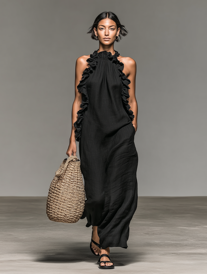 Lora Ruffle-Detail Maxi Dress