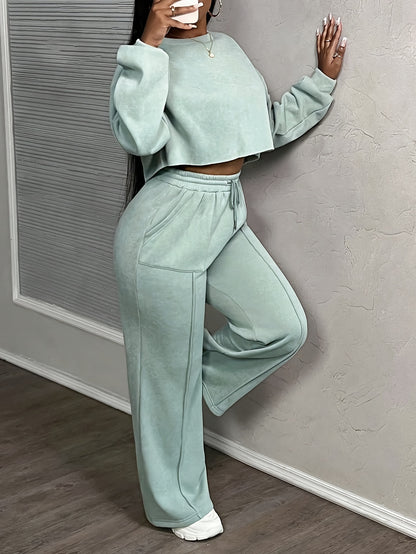 Relaxed Drawstring Lounge Set – Hoodie & Jogger Two-Piece