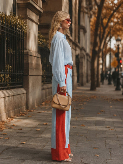 Striped Shirt & Wide-Leg Set