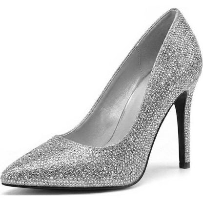 Beatrice Court Shoes in Silver Glitter