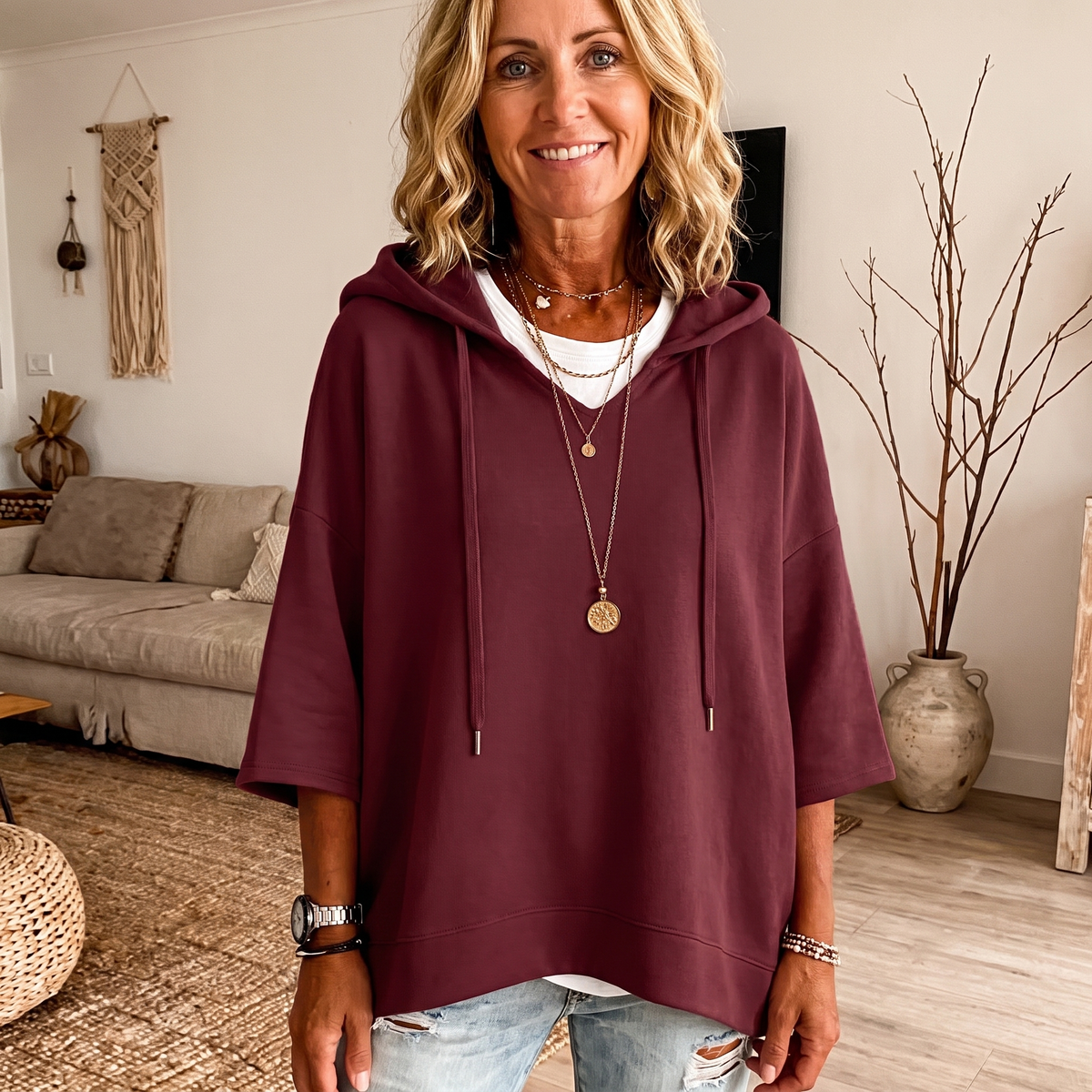 Elodie Relaxed Wide-Sleeve Hoodie