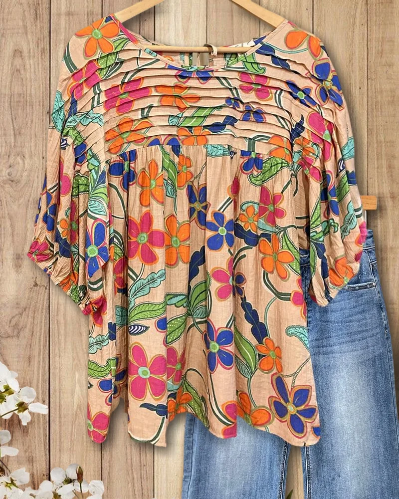 Floral Appliqué Blouse