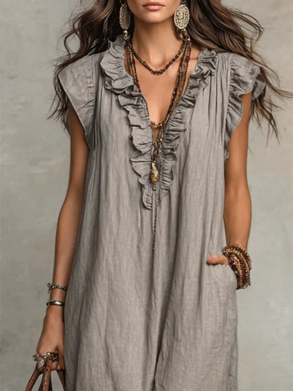 Chiara Boho Maxi Dress with V-Neck