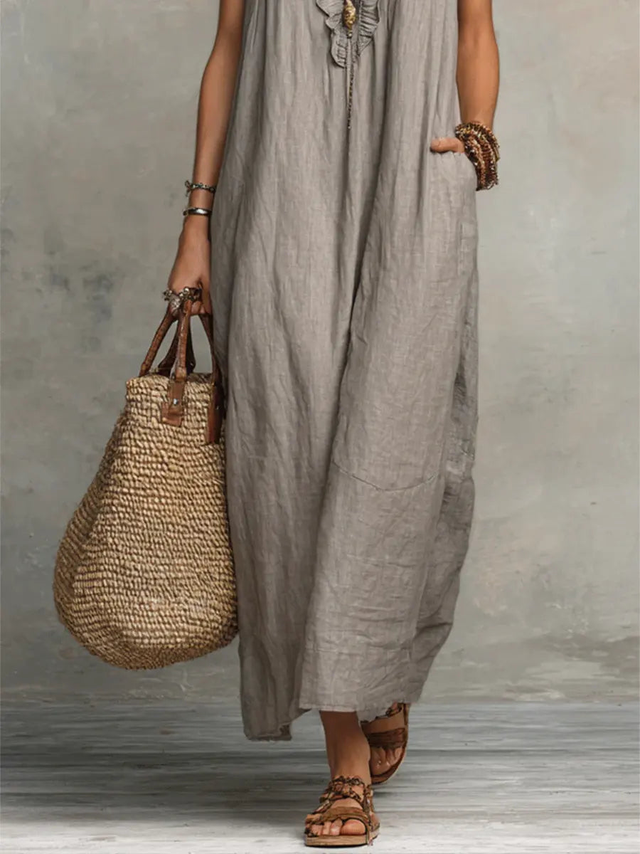 Chiara Boho Maxi Dress with V-Neck