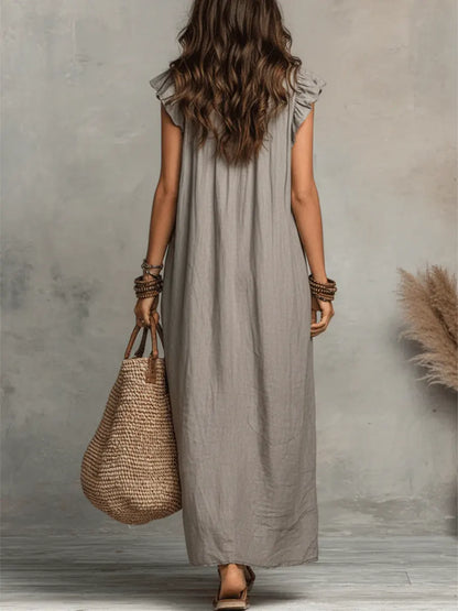 Chiara Boho Maxi Dress with V-Neck
