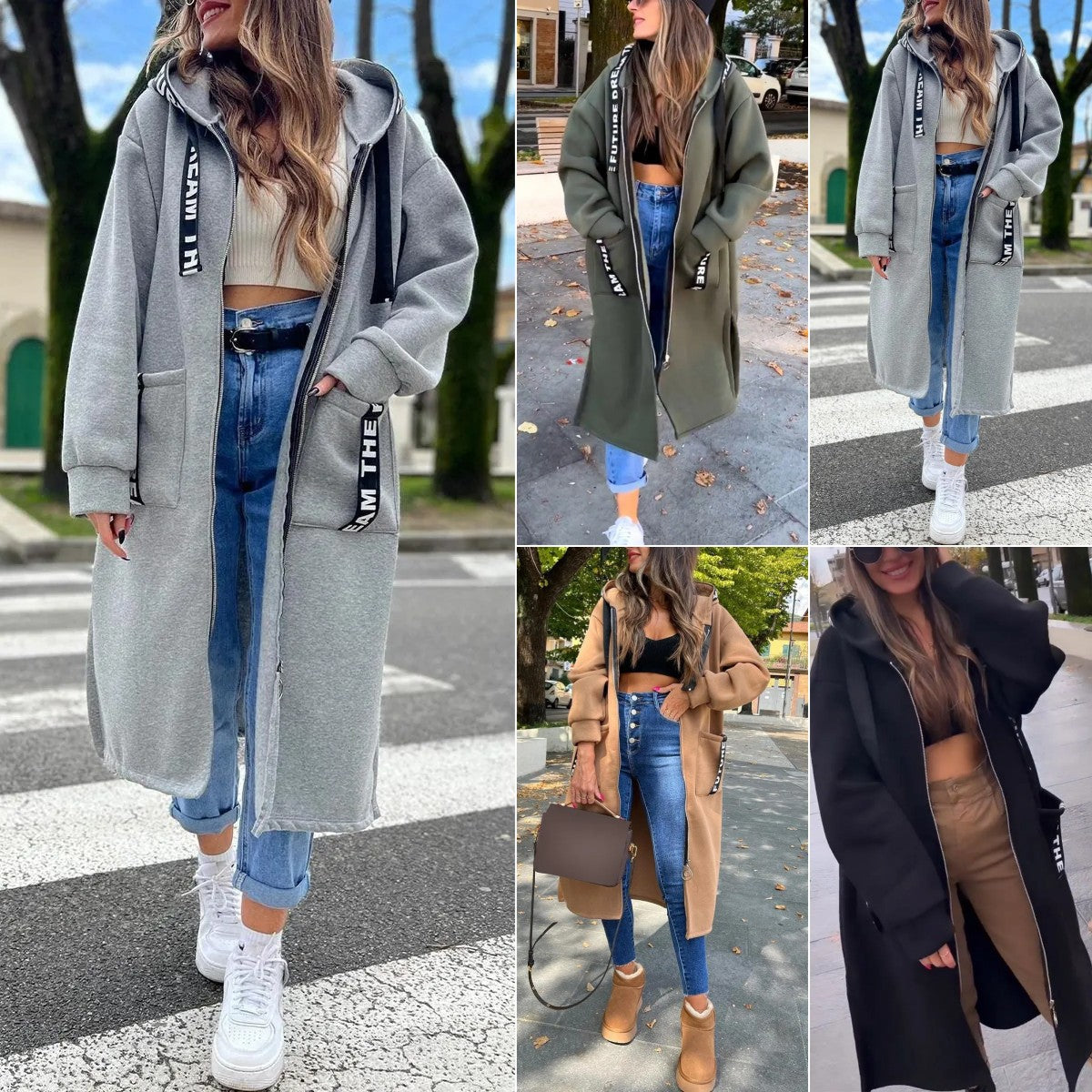 Oversized Hooded Sweatshirt Coat
