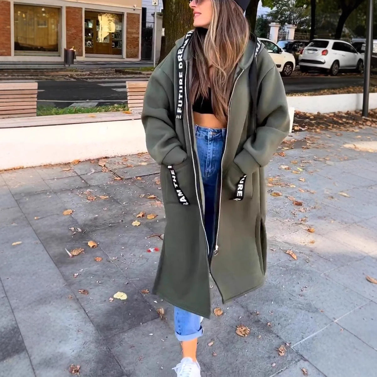 Oversized Hooded Sweatshirt Coat