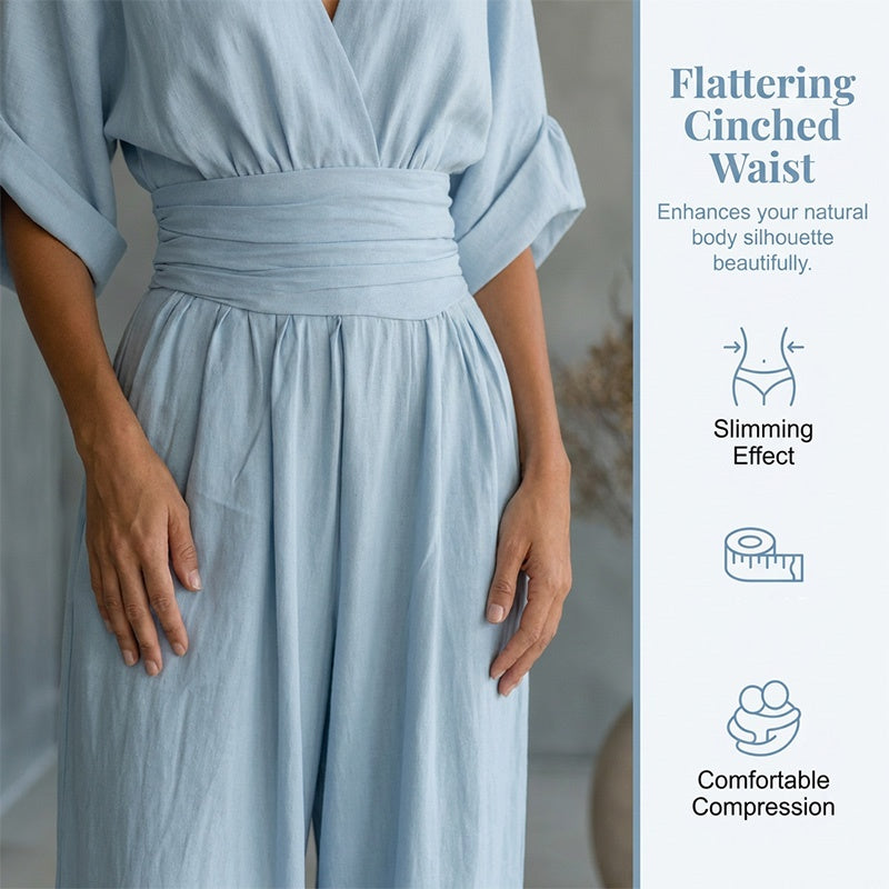V-Neck High Waist Wide Leg Jumpsuit