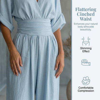 V-Neck High Waist Wide Leg Jumpsuit