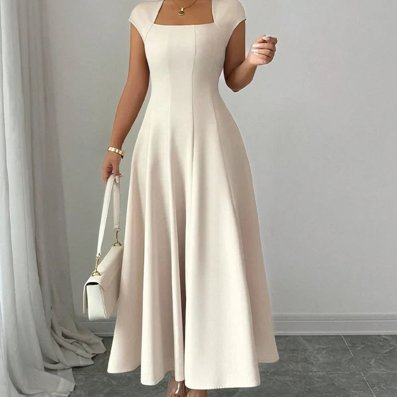 Square-Neck A-Line Midi Dress