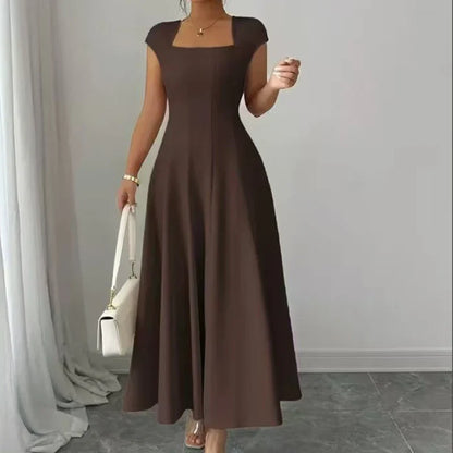 Square-Neck A-Line Midi Dress