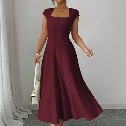 Square-Neck A-Line Midi Dress