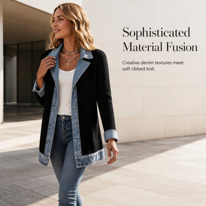 Bridget Ribbed Knit Denim Jacket