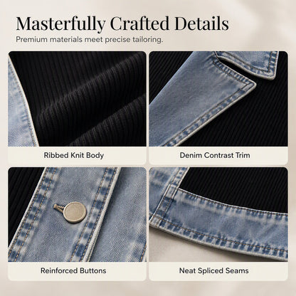 Bridget Ribbed Knit Denim Jacket