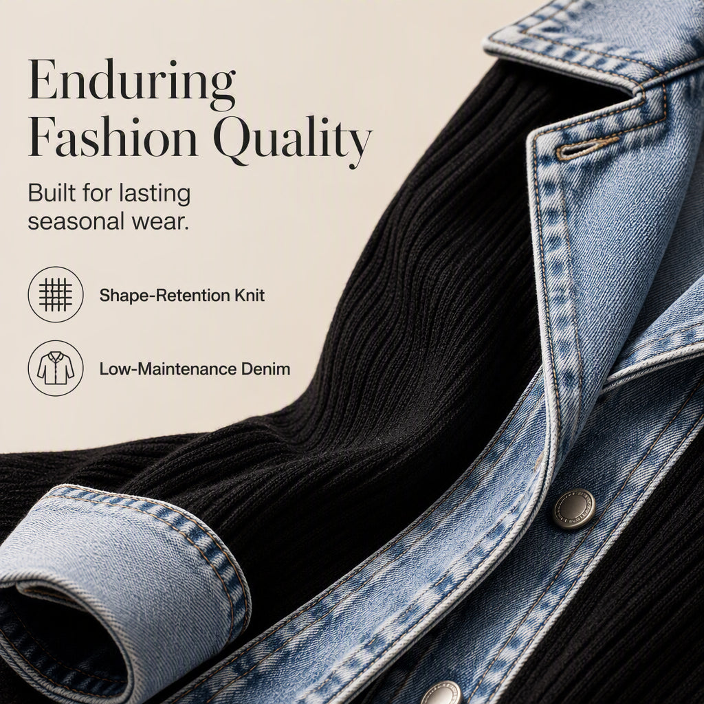 Bridget Ribbed Knit Denim Jacket