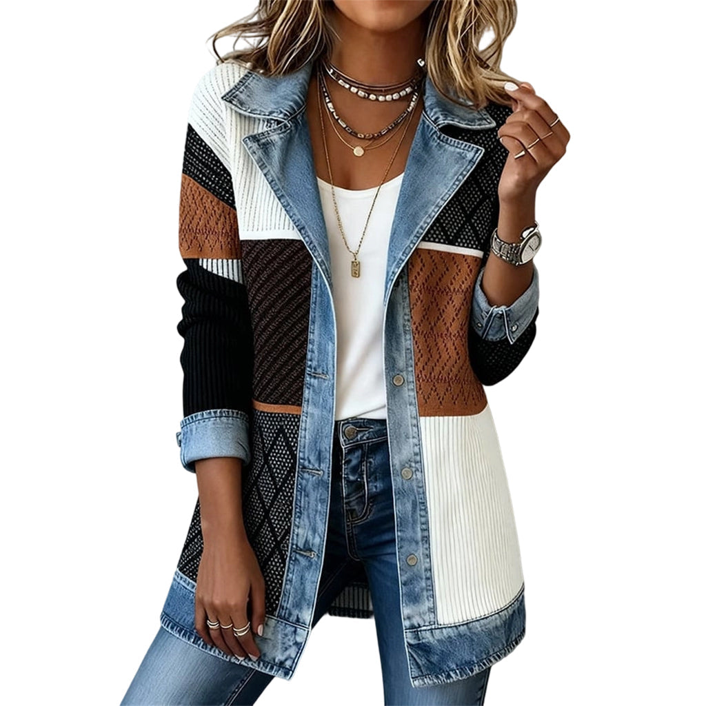 Bridget Ribbed Knit Denim Jacket