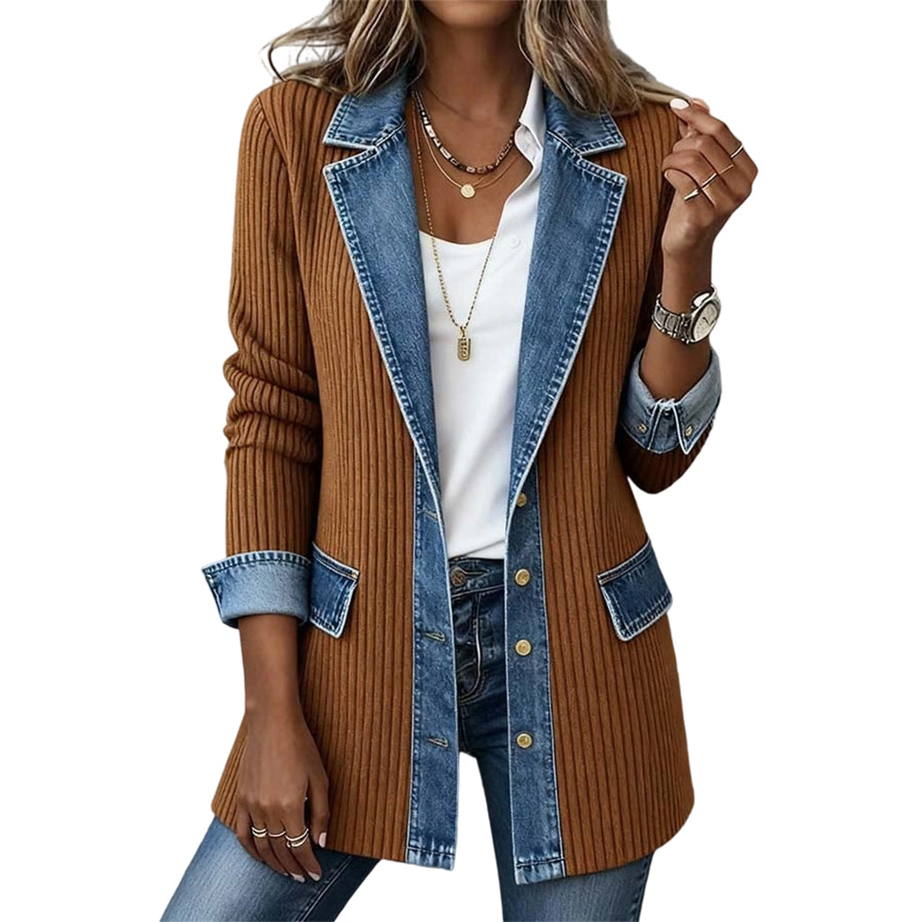 Bridget Ribbed Knit Denim Jacket