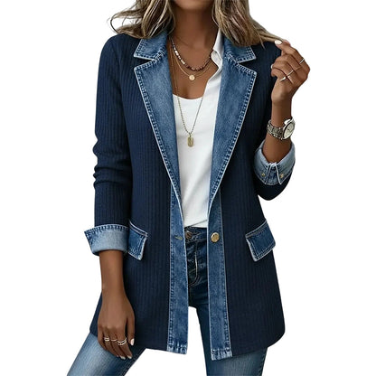 Bridget Ribbed Knit Denim Jacket