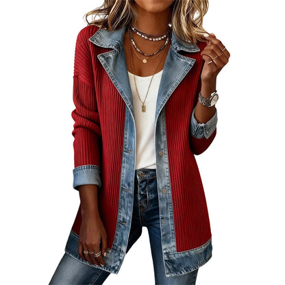 Bridget Ribbed Knit Denim Jacket
