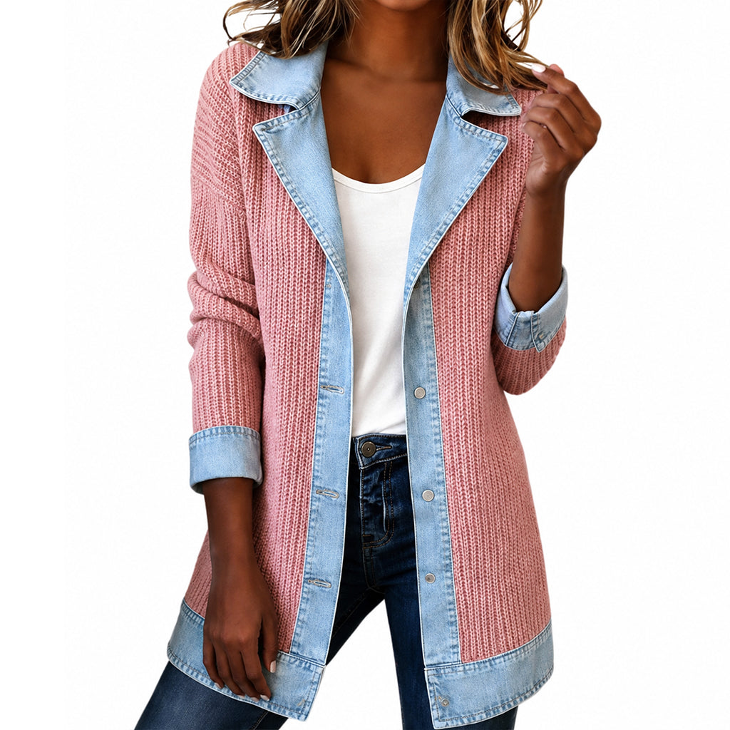 Bridget Ribbed Knit Denim Jacket