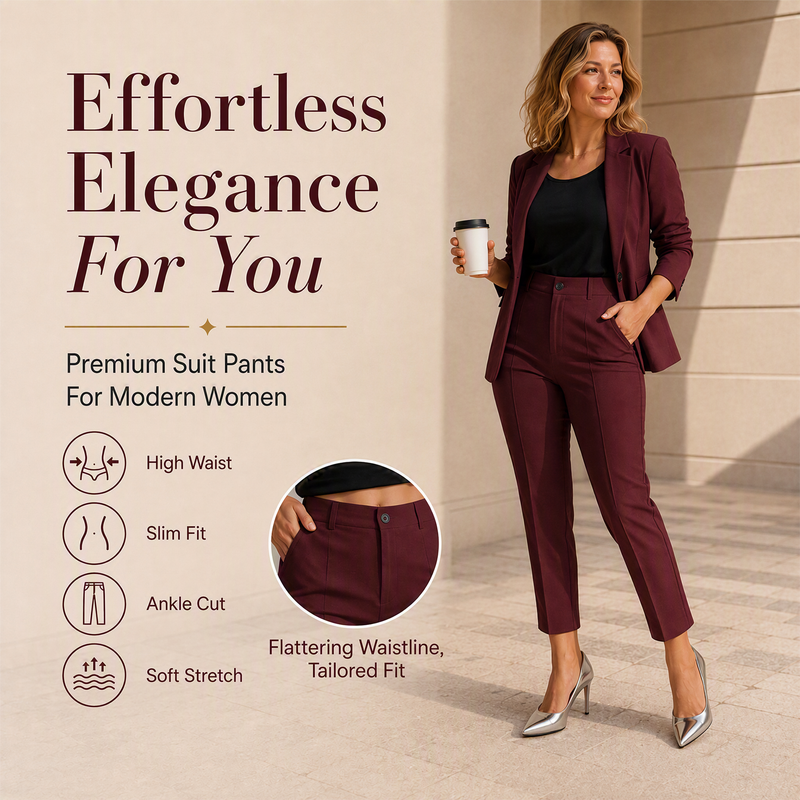 High Waisted Cropped Suit Pants